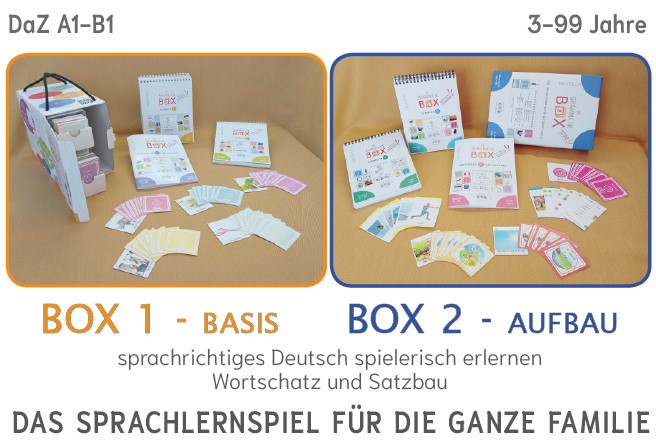Mein Grammatikkarussell Box 1 und Box 2 mit aufgelegtem Inhalt