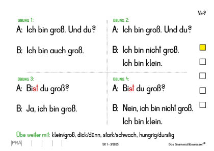 Satzkarte Vk-9 - Verb mit Prädikativ